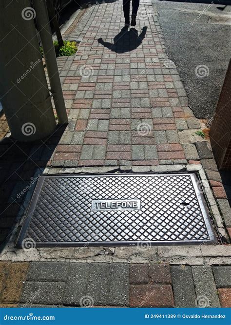 Sidewalk With Telephone Manhole Stock Image Image Of Steel Chamber