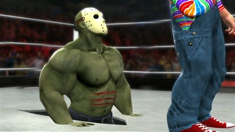 Hulk As Jason Voorhees Vs Chucky Hell In A Cell Match Youtube