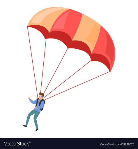Adventure Parachuting Icon Cartoon Style Vector Image