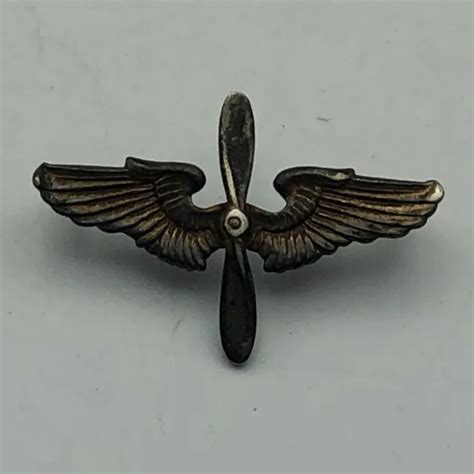 Ww2 Era Sterling Silver Us Army Air Force Pilot Wings Propeller Pin
