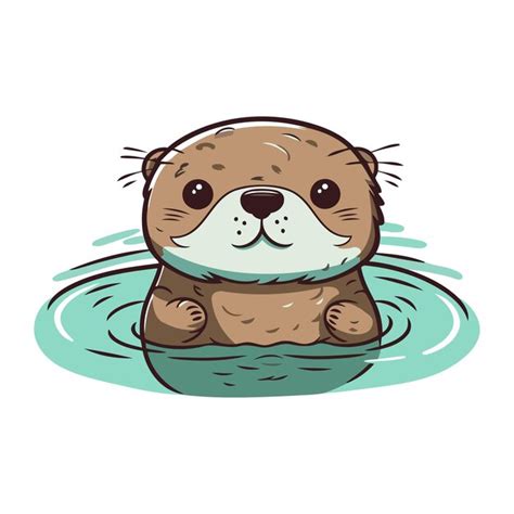 Premium Vector Cute Otter In Water Vector Illustration Of A Cartoon Otter
