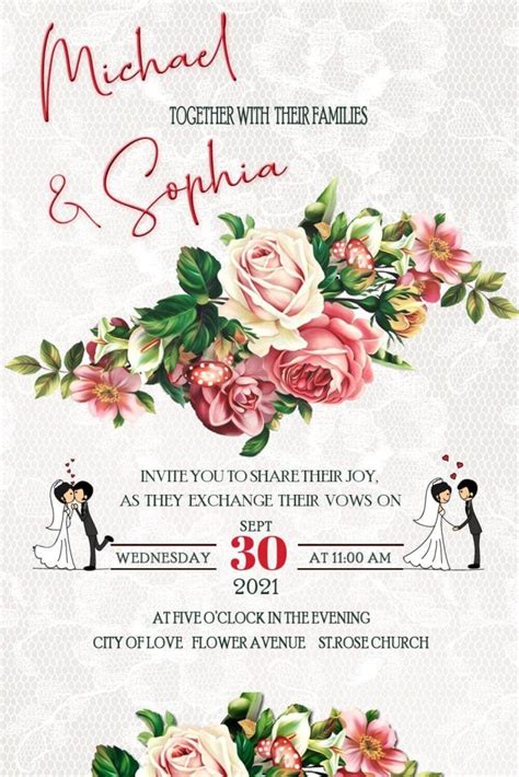 Floral Wedding Invitation Christian Editable Save The
