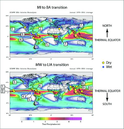 Maps Showing The Locations Of Pertinent Paleoclimate Records Discussed