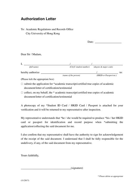 Authorization Letter Sample To Get Documents Collection 01 Best