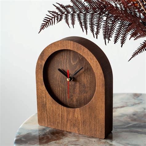 Wooden Table Clock Stand Small Natural Color Clock Home Etsy