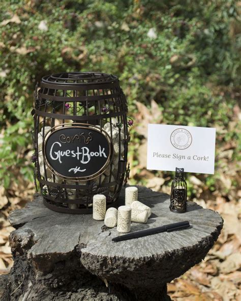 Wine Barrel Chalkboard Cork Cage Guestbook Idea For Vineyard Wedding Winery Wedding