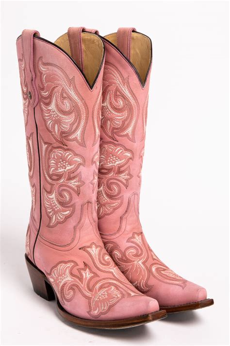 Corral Floral Embroidered Pink Cowgirl Boots Snip Toe Sheplers