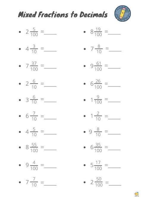 Mixed Fractions To Decimal Teach On