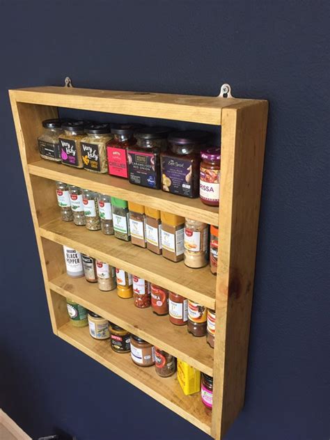 Wood Spice Rack Handmade Large Rustic Spicekitchen Etsy