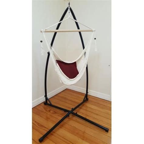White Cotton Rope Hammock Chair With Tassels With Stand Rope Hammock