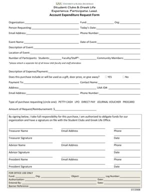 Fillable Online Uaa Alaska Accepted Expenditure Request Form Pdf