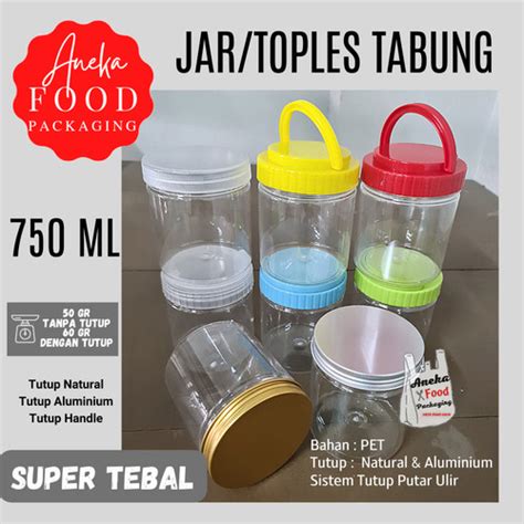 Jual Jar Silinder 750mltoples Tabung Plastik Pet Kue Kering Cemilan