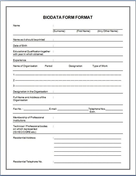 Printable Biodata Form Hot Sex Picture