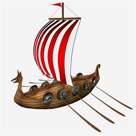 Cartoon Viking Ship 3d Model Turbosquid 1263649