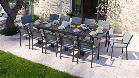 Ensemble Table De Jardin Extensible 8 À 12 Personnes Aluminium Noire