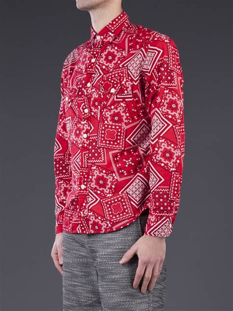 Lyst Shades Of Grey By Micah Cohen Two Pocket Bandana Shirt In Red