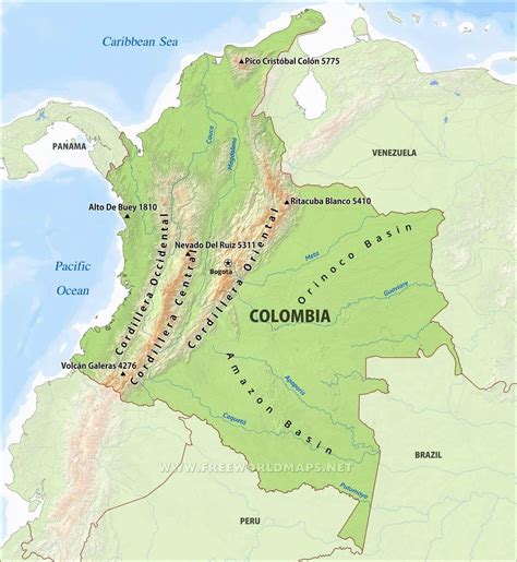 Colombia Physical Map Colombia Map Map Colombia