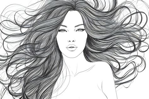 Premium Photo Beautiful Girl With Long Hair Hand Drawn Illustration