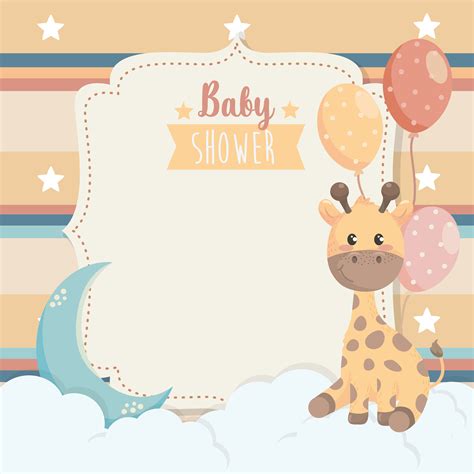 Tarjeta De Baby Shower Con Jirafa Y Luna 672011 Vector En Vecteezy