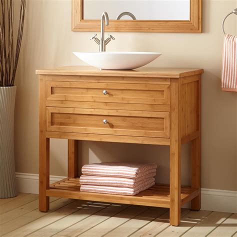 Storage agreeable shallow depth bathroom wall cabinet. 36"+Narrow+Depth+Thayer+Bamboo+Vessel+Sink+Console+Vanity ...