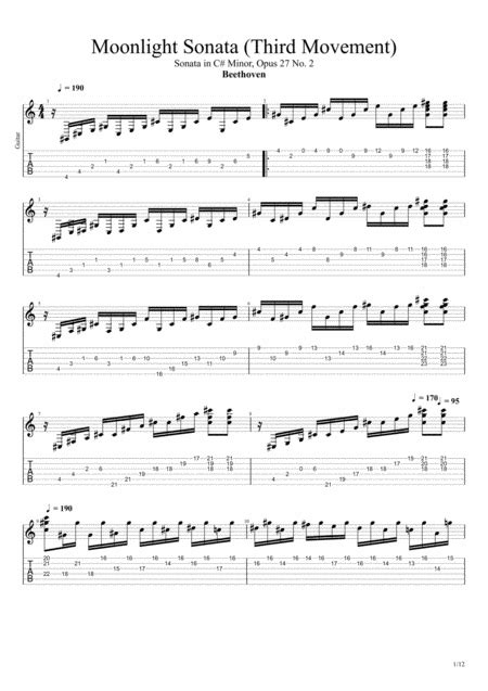 Moonlight Sonata 3rd Movement Guitar Solo Arr Hugo Neves Sheet