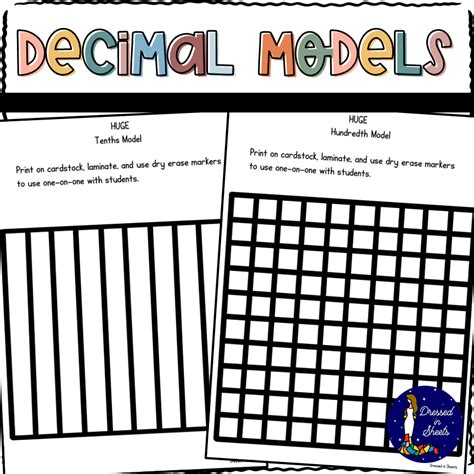 Printable Decimal Models Tenths And Hundredths Made By Teachers