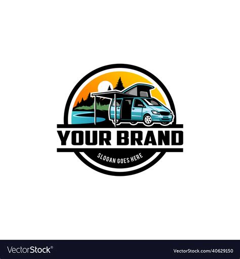 Camper Van Logo Isolated Royalty Free Vector Image
