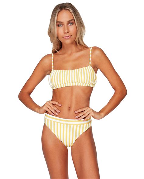 Billabong Cassy Stripe Maui Rider Bikini Bottom Mustard SurfStitch