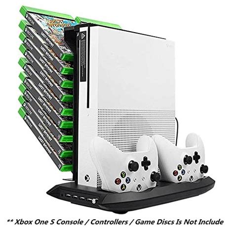Xbox One S Vertical Stand Cooling Fan Controller Charging Station With