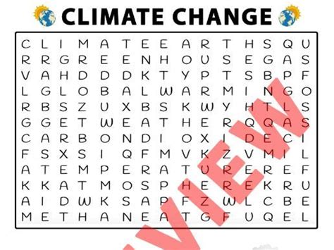 Climate Change Word Search Activity Teaching Resources