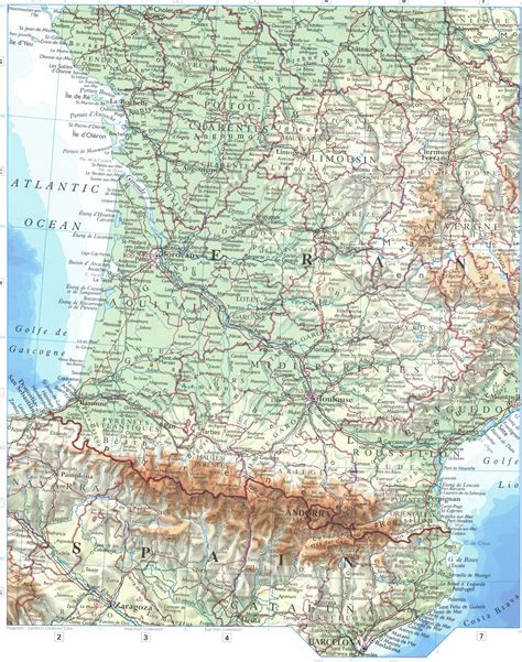Physical Map Of Southern France With Cities And Towns In Format 