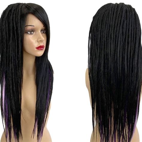Black And Purple Full Synthetic Dreads Wig Uni Sex One Size Etsy