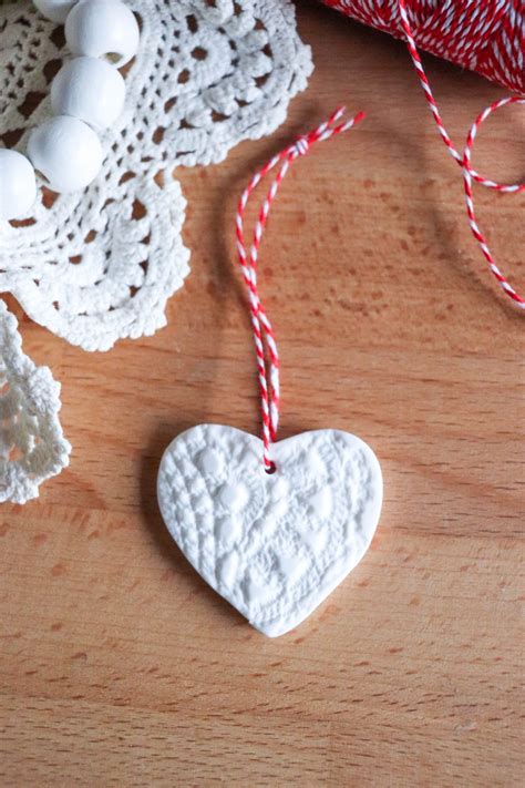 Pressed Polymer Clay Heart Ornament Craft Homemade Heather