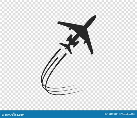 Airplane Icon Silhouette Taking Off A Twisting Plane Trail Vector