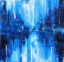 Original Monochromatic Blue and White Modern Art, Contemporary ...