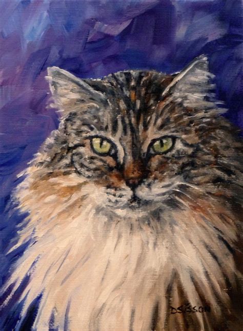 Daily Painting Projects Tabby Maine Coon Oil Painting Cat Art Animal