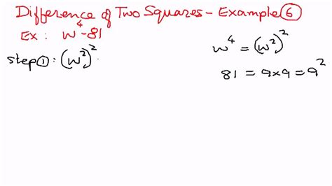 Difference of Two Squares Example 6 - YouTube