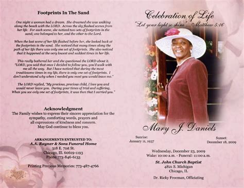 Sample Obituary For Mother Template Business