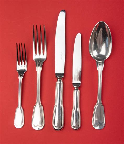 60 Piece Set Of Silver Plated Flatware By Christofle Model Chinon At