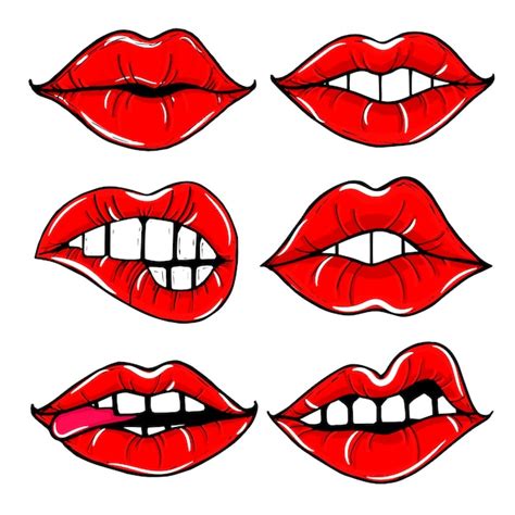 Free Vector Open Female Mouth With Red Lips Women Lips Isolated Set