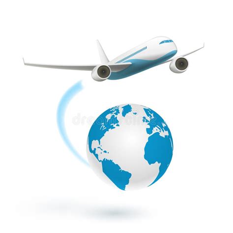 Airplane Flying Around The Globe Stock Vector Illustration Of Express