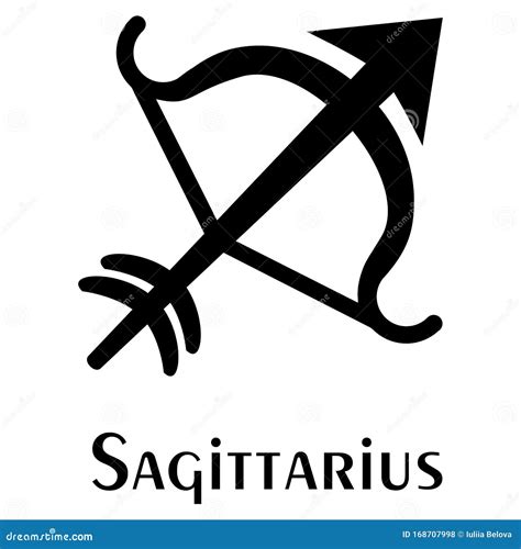 Arrow And Bow Sign Of Sagittarius Logo Silhouette Image Stock