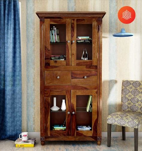 Rectangular Solid Sheesham Wood Crockery Cabinet For Home Hotel