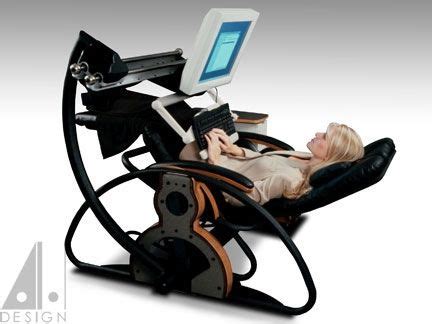 Get the best deals on recliner chairs. Supine workstation using a Relax the Back zero gravity ...