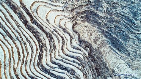 Aerial View Of Snow Covered Terraced Fields In N Chinas Hebei Xinhua