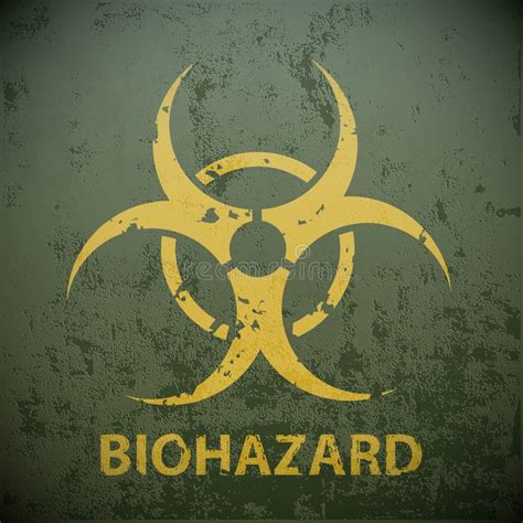 Yellow Biohazard Warning Sign On Pole Isolated On White Stock Vector
