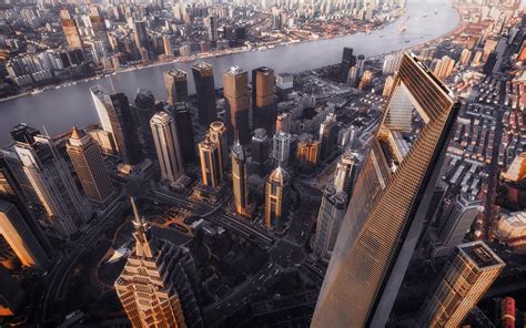 Download Wallpapers Shanghai World Financial Center Shanghai Sunset