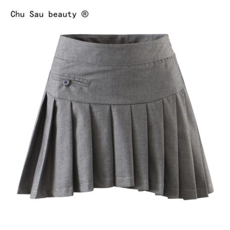 Women College Style Solid High Waist Mini Skirt Sweet Side Zipper