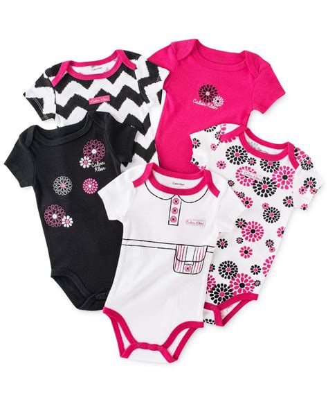 Calvin Klein Baby Girls 5 Pack Bodysuits And Reviews Kids Macys