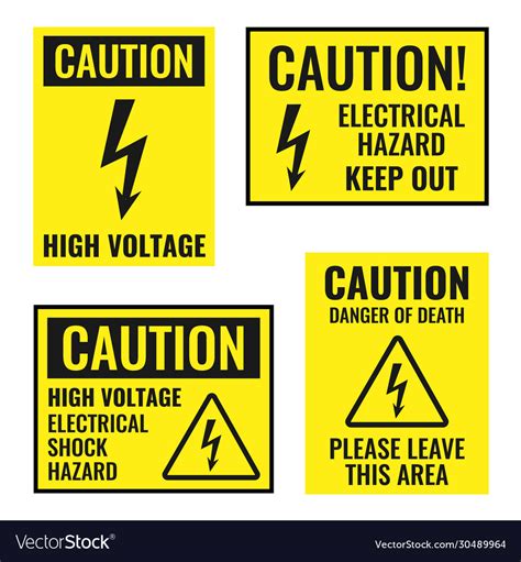 High Voltage Sign Set Danger Electricity Icons Vector Image